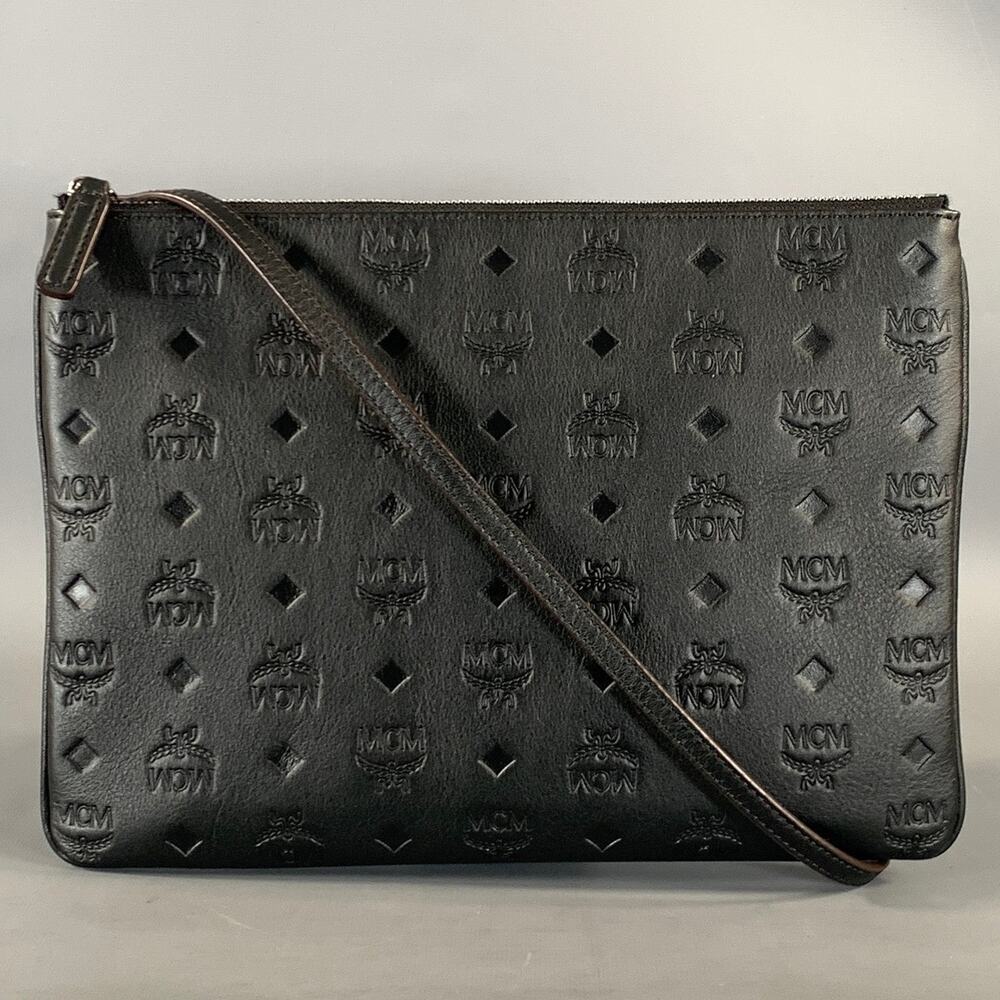 MCM Black MYZ9SKM42BK001 Monogram Leather Cross Body Bags